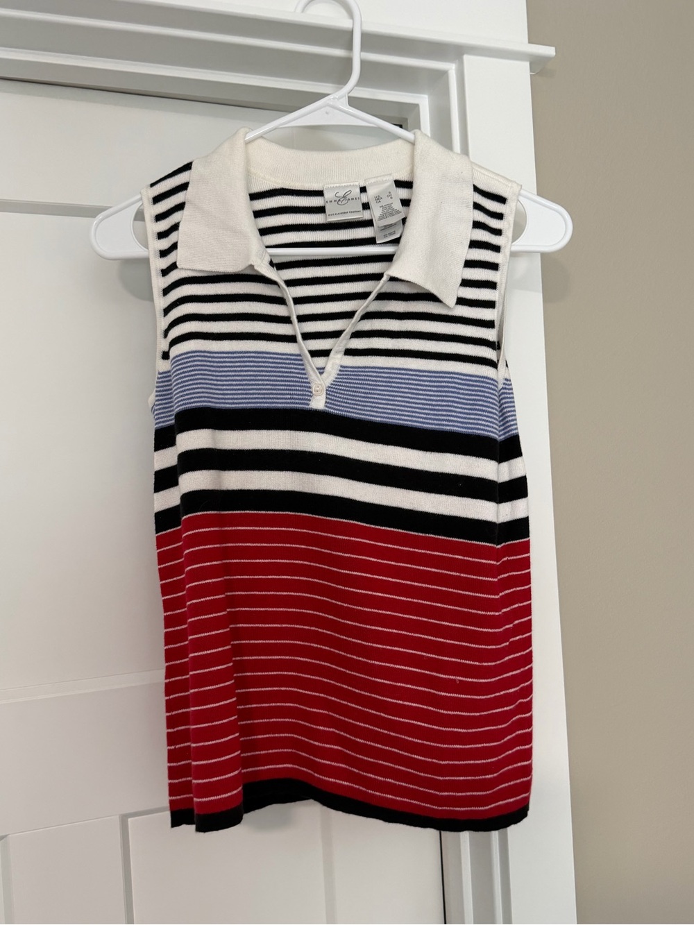 Vintage Emma James Sleeveless Striped Polo Tank